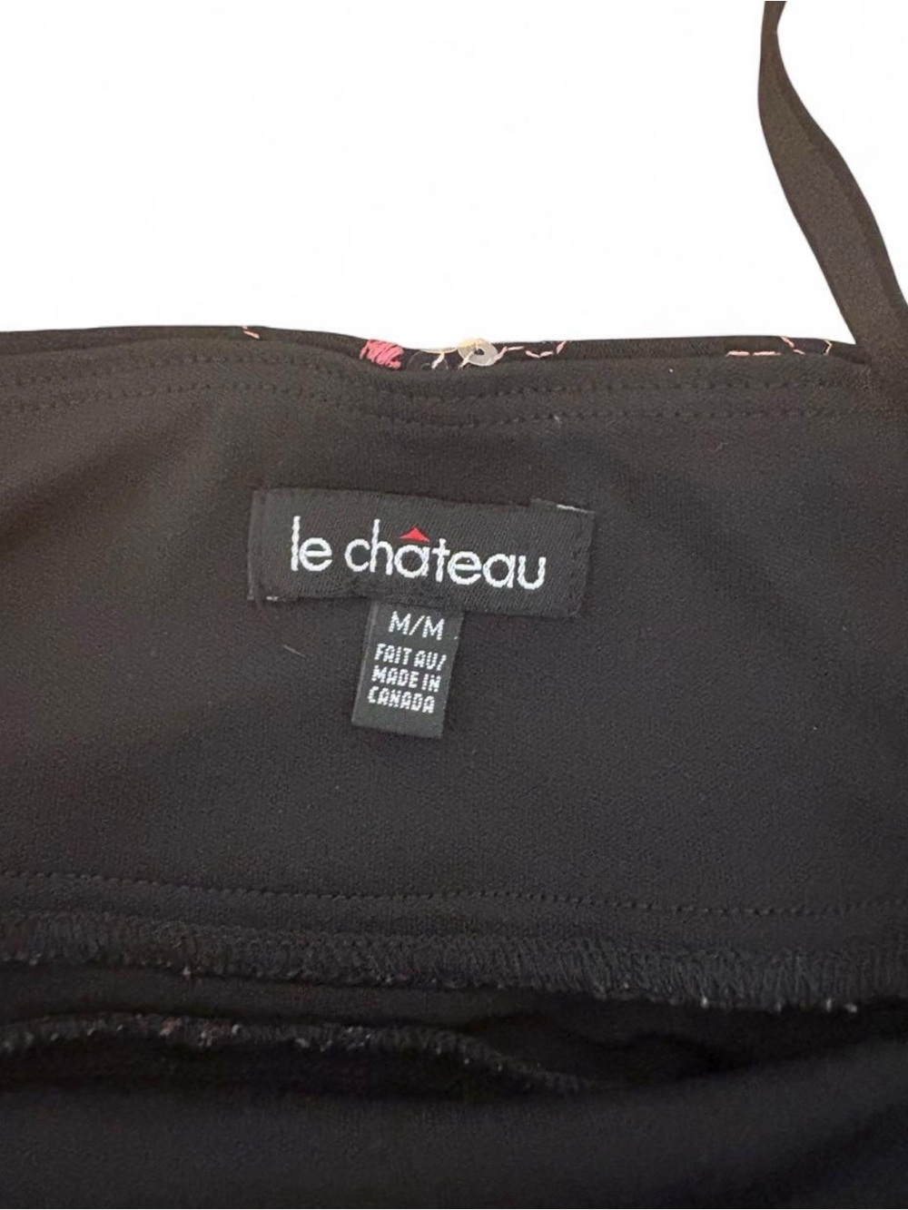 le chateau Black Camisole with Pink Floral Embroidery - Picture 5 of 5